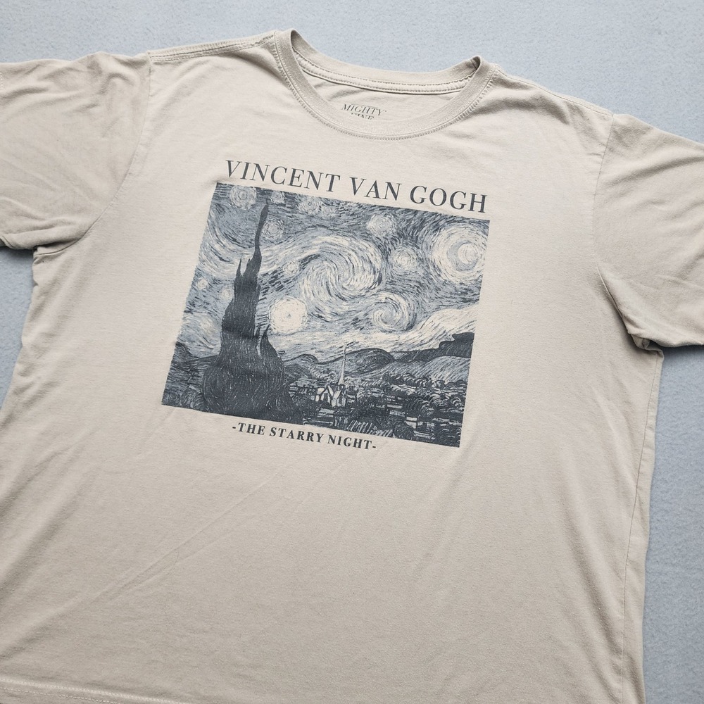 Mighty Fine Vincent Van Gogh The Starry Night Graphic Tee Tan Beige 2X